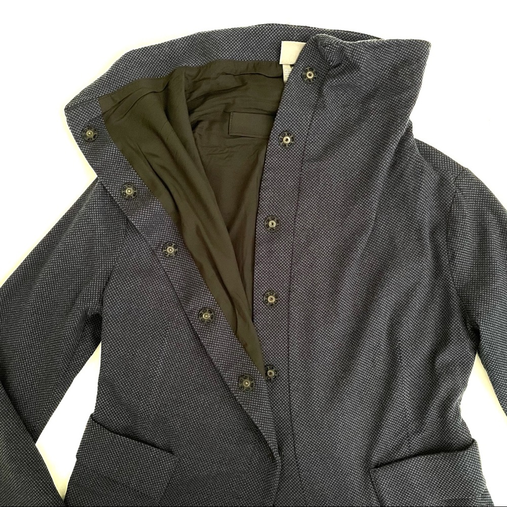 Lilith Navy Wool Blend Snap Front Jacket Blazer L - Picture 3 of 10
